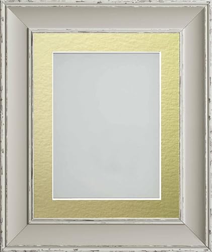 Frame Company Brooke Moonstone Grey Photo Frame, Gold Mount, 12x10 for 10x8 inch, fitted with perspex