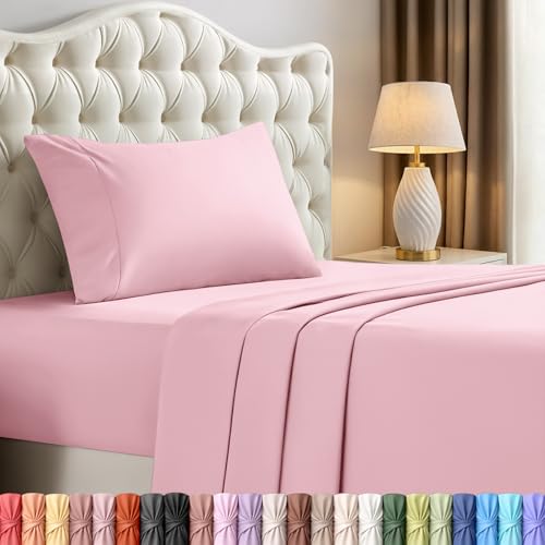 Utopia Bedding Twin Bed Sheets Set - 3 Piece Bedding - Brushed Microfiber - Shrinkage and Fade Resistant - Easy Care (Twin, Pink)