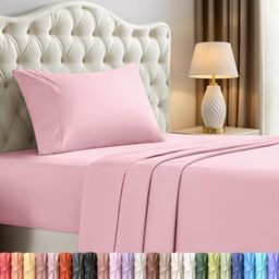 Utopia Bedding Twin Bed Sheets Set - 3 Piece Bedding - Brushed Microfiber - Shrinkage and Fade Resistant - Easy Care (Twin, Pink)