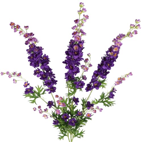 CITYES 3pcs Artificial Flower Purple Delphinium