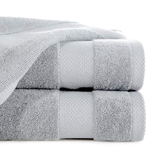 Eurofirany Hand Set Bath Sauna Towel Wash Cloth-Luxury Absorbent 100% Cotton 400g/m2 3 and 6 Pack, Light Grey, 50X90 cm/1 Pkg. je 6 STK