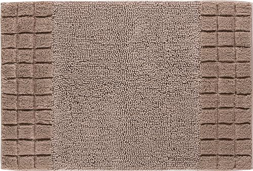Linea Due Reversible Bath Mat, Ultra Soft, Absorbent and Anti Slip, Cotton, 5 Years Warranty, CHESS, Bath Mat 70x120 cm, Brown