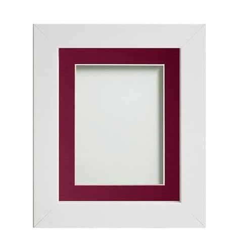 Frame Company Watson White Picture Photo Frame fitted with Perspex, 8x8 inch with Plum Mount for image size 5x5 inch