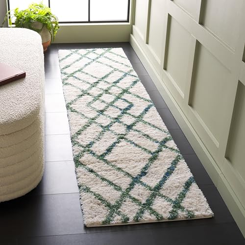 Safavieh Moroccan Shaggy Rug for Living Room Dining Room Bedroom - Berber Shag Collection Short Pile Ivory 30x72 Inch