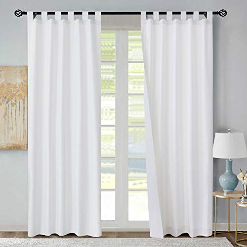"LOFT LIVING Winmate Insulated Cotton Tab Top Curtain Panel - Pair Each 40"" x 54"" in White"