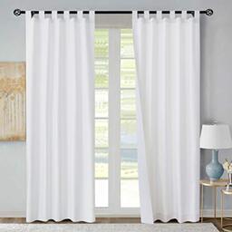 "LOFT LIVING Winmate Insulated Cotton Tab Top Curtain Panel - Pair Each 40"" x 54"" in White"
