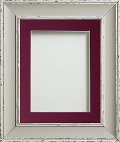 Frame Company Brooke Moonstone Grey Photo Frame, Plum Mount, 14x11 for 12x8 inch, fitted with perspex