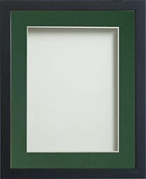 Frame Company Jellybean Range Black Wooden 9x7 inch Picture Photo Frame with Bottle Green Mount for Image 6x4 inch * Choice of Colours & Sizes* Fitted with Perspex