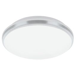 Eglo LED Ceiling Light Panel Pinetto, Flush Mount lamp, Round wall lamp Made of Chrome-Coloured and White Plastic, White Metal, Kitchen and Bathroom Lighting, Neutral White, IP44, Ø 14 in