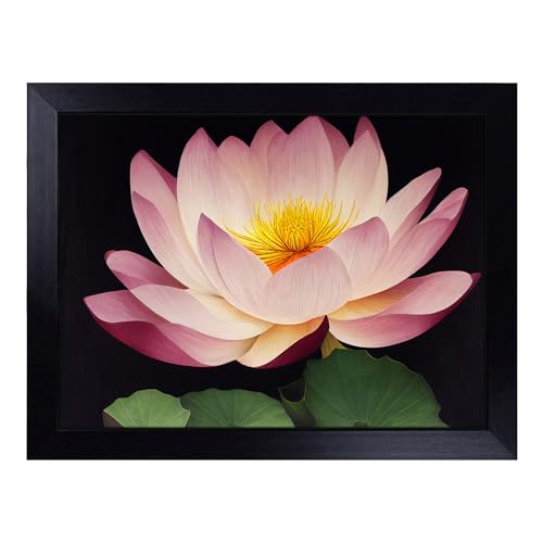 Lap Tray with Bean Bag Cushion, Dreamlike Lotus Flower - Handmade in the UK, Raised Wooden Edge, Padded Cushion, Heat-Resistant Wipe-Clean Surface, for Meals, Laptops and Crafts