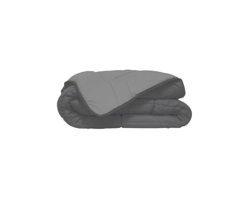 Washable duvet with fixed cover - 140x200 - Dark gray / Silver gray