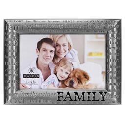 Malden International Designs Modern Pewter Metal Diecast Family Expressions Picture Frame, 4x6, Silver