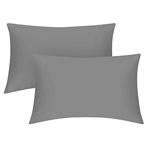 200 Thread Count Egyptian Cotton Pillow Cases- Luxury Bedding Soft Pillow Covers- Envelope Closure 50 x 75 Pillowcases 2 Pack - Grey