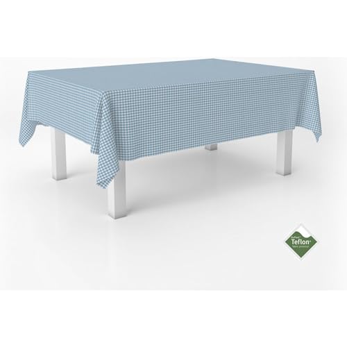 ECOMMERC3 - Stain Resistant Vichy Tablecloth for Rectangular Table Size 200 x 140 cm - Vichy Tablecloth Extra Soft and Waterproof Touch Blue