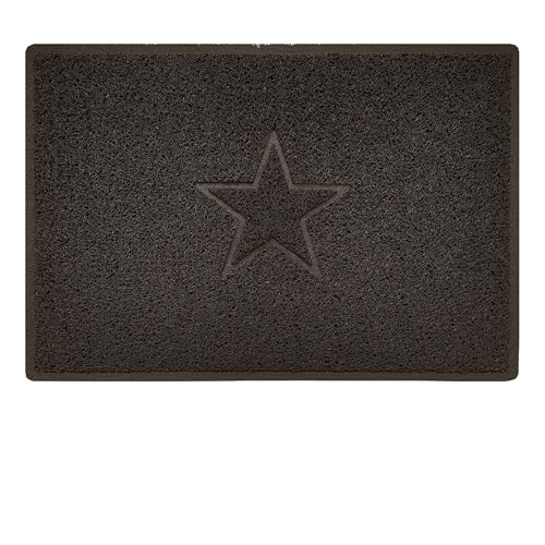 Nicoman Star Shape Embossed Entrance Door Mat Non Slip Dirt Trapper PVC Spaghetti Mat with Rubber Base, Jet Washable Quick Drying Doormat Indoor or Outdoor - (Large, Brown, 90 x 60cm)