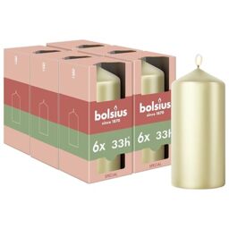 Bolsius - Special Essentials - Smooth Pillar Candles - Set of 6 - Silver Metallic - 12 cm - Decorative Candles - Made with Natural Plant-Based Wax - Palm Oil Free