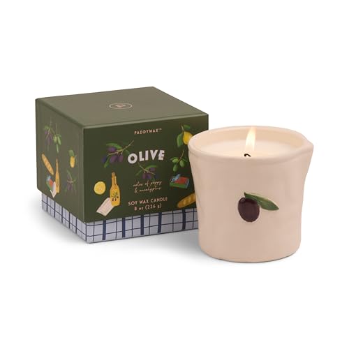 Paddywax Bistro Olive Scented Candle - 226g - Reusable Ceramic Pot