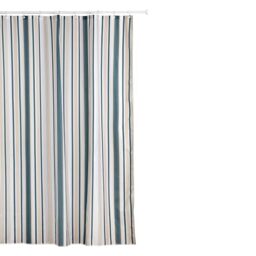 TATAY Fabric Shower Curtain 140 x 200 cm - Includes 8 Hooks - Washable Shower Curtain with Modern Design - Durable Polyester Fabric - Timeless Model – White, Beige & Green