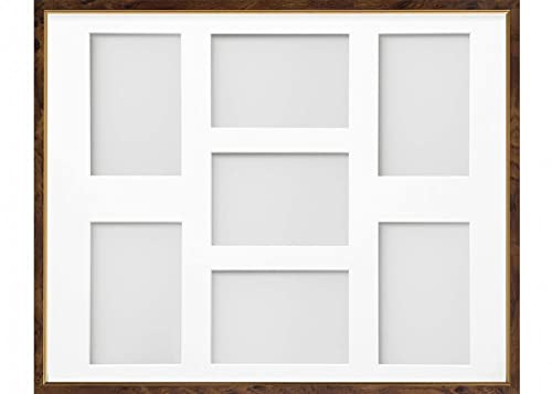 Frame Company Drayton Multi Aperture Photo Frame, Walnut, 20x16 for 6x4 inch (x7)