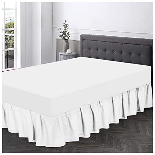 Gaveno Cavailia Super Soft Plain Dyed Diamond Valance Sheet [ Single - White ]