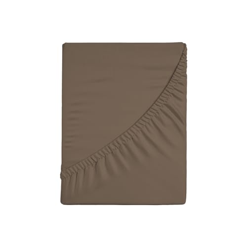 Zer0bed, Fitted Sheet with Corners, Plain Colour, 100% Cotton, Maxi Corner 30 cm, King Size, Dark Brown, 130 x 200 cm