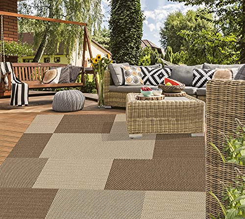"Mia's Teppiche ""Lara In- & Outdoor Rug, Flat Fabric, 60x110 cm, Brown-Beige"