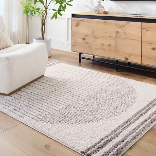 Livabliss Enso3 Nakuru Shaggy Berber Style Floor Covering 140x200 cm – Plush Thick Pile for Living Room & Bedroom, Neutral Boho Design, Light Beige & Charcoal