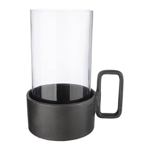 GILDE Antigua Antigua Tea Light Holder Round Grey Height 22 cm x Width 18 cm for Tea Light or Pillar Candle