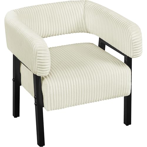 Yaheetech Corduroy Tub Chair with Pocket Coiled Seat, Beige/Set of 1