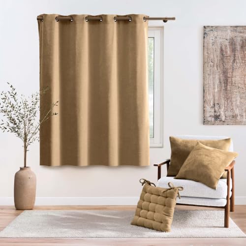 Douceur d'Intérieur, Velvet Curtain with Eyelets 140 x 180 cm Cosi Walnut