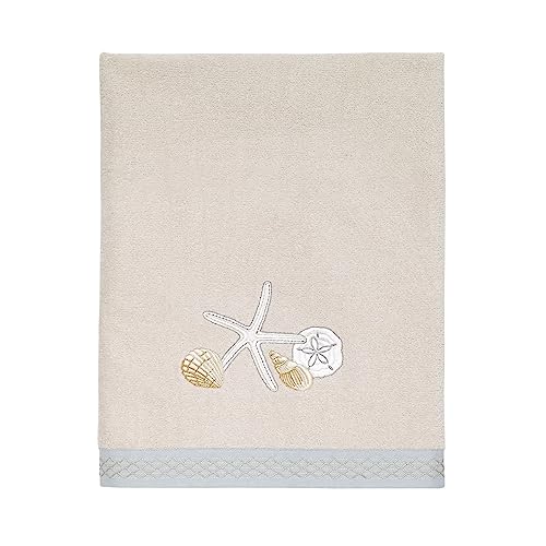Avanti Linens Seaglass Collection, Embroidered Bath Towel, Beige
