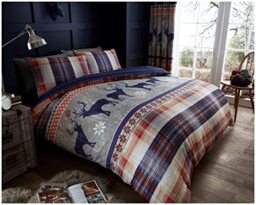 GC GAVENO CAVAILIA Gaveno Cavailia Heritage Stag Double Duvet Set Navy Bedding, 3 Piece Cotton Blend Reversible Geometric Bedlinen, Easy Care DuvetCover Bedset, 1 Quilt Cover + 2 Pillow Cases