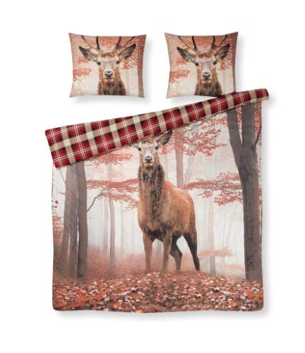 Papillon Hirvi Flanel Duvet Covers, Cotton, red, 200 x 200/220 cm