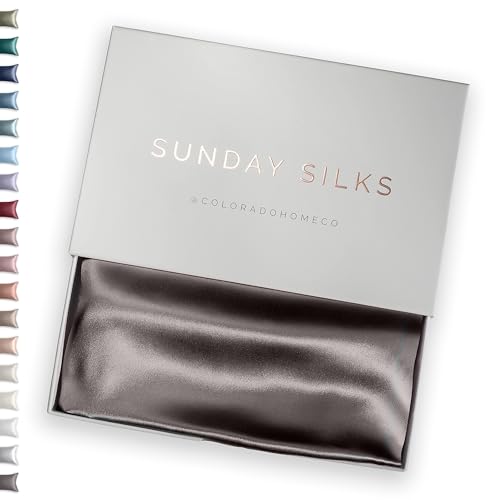 Sundaysilks 100% Pure Mulberry Silk Pillowcases Real 22 Momme Grade 6A Silk on All Sides for Hair and Skin, Queen and King Size with Zipper, Charcoal Grey