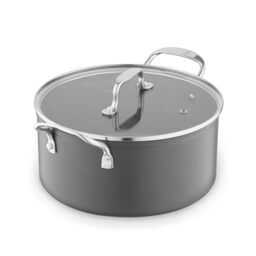 Sur La Table Hard Anodised 24cm Casserole, 10x Stronger Superior Ceramic Non-Stick Coating, Tempered Glass Lid, Induction Compatible, Grey, SLT800374