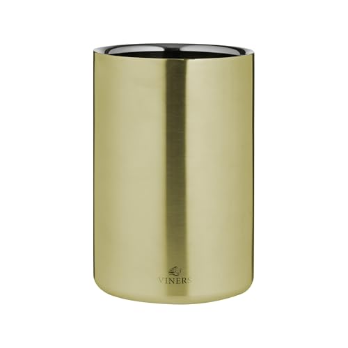 Viners Double Wall 1.3 L Wine Cooler - Stainless Steel with Brushed Gold Finish - Mirror Interior - No Condensation
