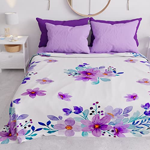 PETTI Artigiani Italiani - Microfibre Sofa Cover 180 x 270 cm, Floral Pattern 03 - Multipurpose for Sofas, Bedspreads and Table Covers - Washable Protective Cover