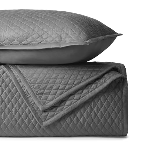 BIOWEAVES 100% Organic Cotton Quilts Queen Size - Diamond Stitched Quilted bedspreads - All Season Oversized Coverlet Set - GOTS Certified Bedding Set - 1 Quilt & 2 Pillow Shams