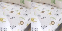 Catherine Lansfield Kids Roarsome Animals Single Fitted Sheet White (Pack of 2)