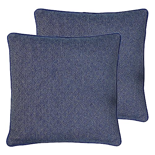 Paoletti Blenheim Geometric Feather Filled Cushion - Twin Pack, Navy, 45 x 45cm
