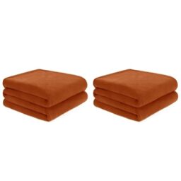Dreamscene Fleece Throw Blankets Burnt Orange, Soft Thick Fleece Blankets for Adults Fleece Blanket for Winter Autumn Warm Bed Throws Over Couch, Rust 120x150cm (Pack of 2)