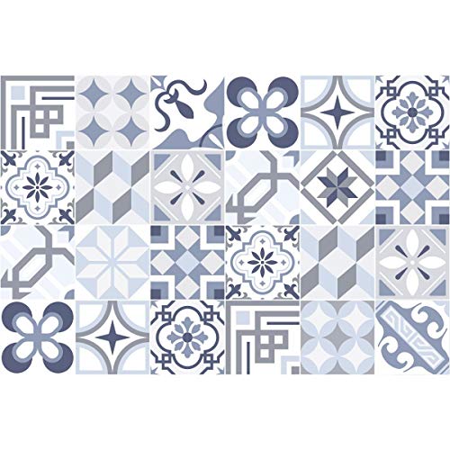 Ambiance Sticker Self-Adhesive Decorative Wall Decal Cement Tile for Bathroom and Kitchen Ornements Splendide - Pack of 24 Stickers of 10 x 10 cm