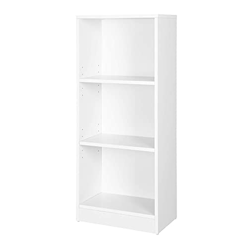 VASAGLE 3-Tier Bookcase with Adjustable Shelves, Kid’s Bookshelf and Storage Unit for Study Home Office, 40 x 24 x 93 cm, White LBC103W