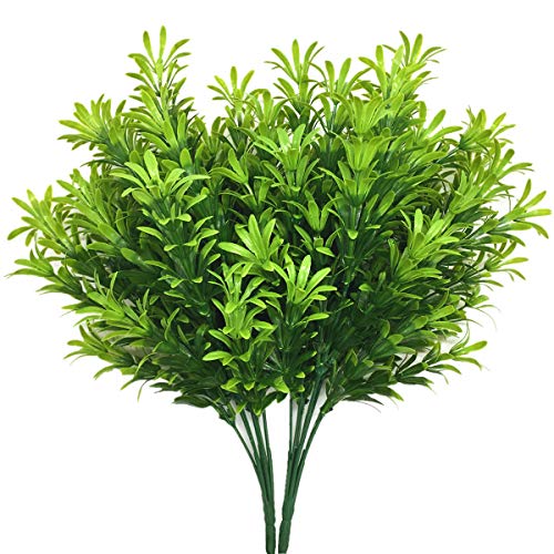 PASYOU Artificial Plants Shrubs, Plastic Shrub Fake Bushes Grass Greenery Leaves Bush Indoor Outdoor Home Garden Party Verandah Wedding D??cor DIY Table Arrangement Decoration Planter Filler 2 Pcs
