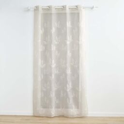 Douceur d'Intérieur, Net Curtain with Eyelets 140 x 240 cm Berry Taupe Embroidered Sandy Voile
