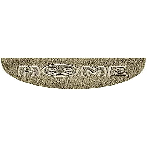 Nicoman Embossed Halfmoon Half Circle Door Mat Dirt-Trapper Jet-Washable Doormat 70x44cm (Beige, HOME SMILEY FACE Shape) - Use on Carpet ONLY