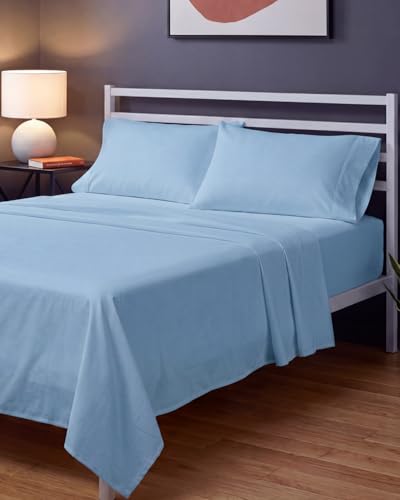 Sleepy Town King Size Bed Sheets - 4 Piece - King Sheet Set - Extra Soft, Comfy & Cooling - Easy Care - Shrinkage, Wrinkle & Fade Resistant - Brushed Microfiber - Deep Pocket Bed Sheets (Light Blue)
