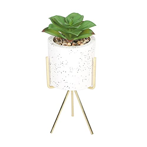 Sleepdown Halo Green Artificial Faux Plant Succulent Speckle Pot Stand for Home Office Bathroom Decor Indoor Decoration Aesthetics