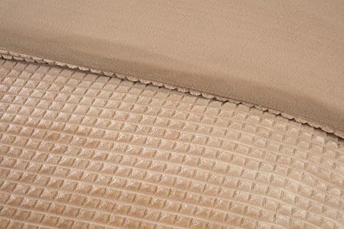 Rapport Home Luxury Waffle Embossed Teddy Fleece Duvet Cover Set - Double, Latte - Easy Care Warm Textured Soft Bedding Set
