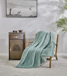 Miracle Home. Fleece Blanket Reversible Microfiber Pearl Velvet Flannel and Sherpa 280GSM-180GSM, Soft, Warm and Lightweight, Machine Washable, 220 X 240, Green